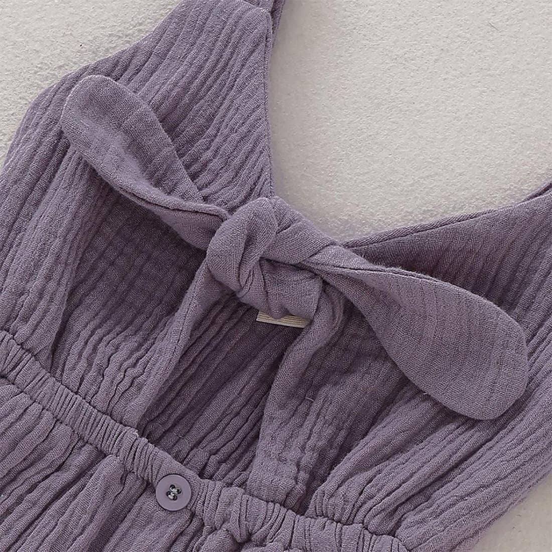 Fennco Styles - Vendita all'ingrosso Vestito - Bambini - Abito da ragazza in cotone garzato con fiocco e cravatta sul davanti4