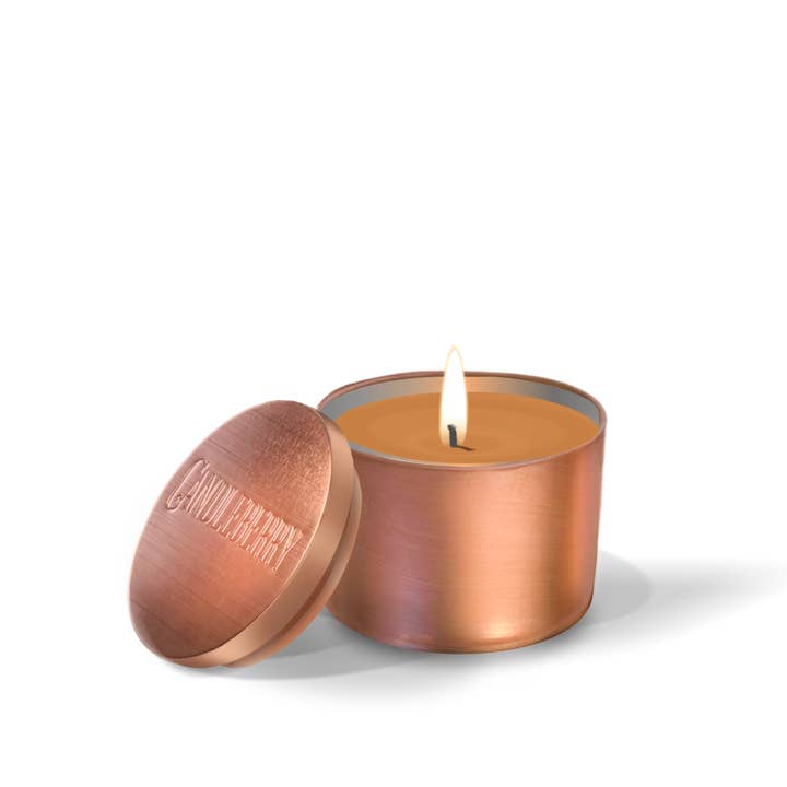 Coffee Shoppe - Caramel Pumpkin Chai - Travel Tin for wholesale by The Candleberry Candle Company