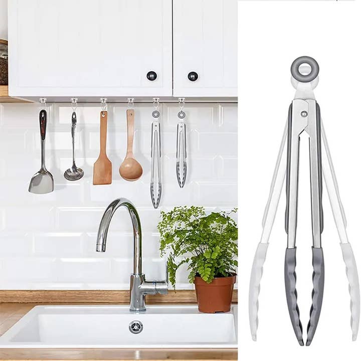 Vigor Path – wholesale Kitchen tong – 2-Pack of 9" (Small) & 12" (Large) Kitchen Tongs Set: Non-Stick Silicone-Stainless Steel Cooking Tongs, BPA Free, Heat Resistant (480°F) - Non-Slip Grip & Locking Metal Food Tongs (Grey)