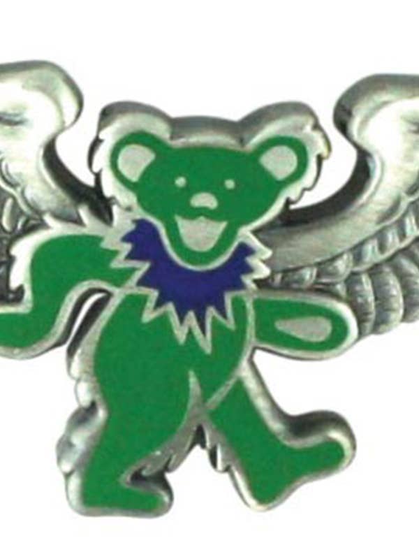 Épinglette de vol ailée pilote Ours dansant vert Grateful Dead pour la vente par Sunshine Joy
