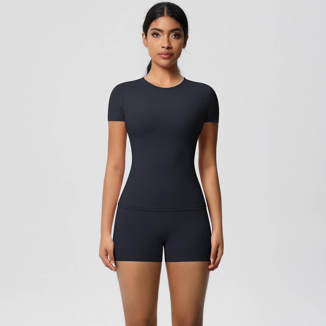 Sodalemon – wholesale Activewear set – Women′s – Women Yoga Set: Quick Dry Breathable Short Sleeve + Shorts4