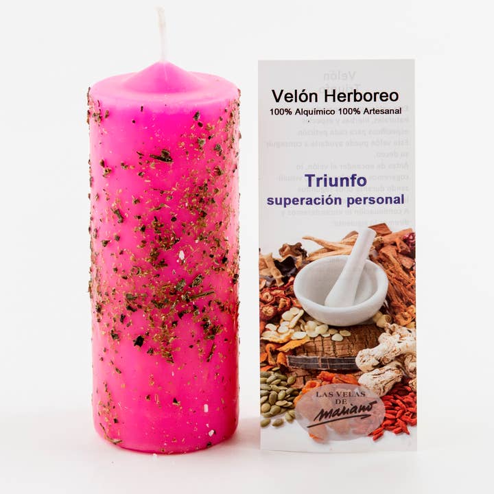 Triumph and Personal Improvement Herbal Candle for wholesale by Las Velas de Mariano