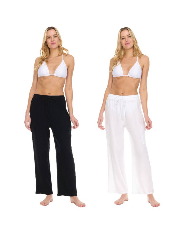 Double Bubble Gauze Pull On Pant With Cargo Pockets for wholesale by Aruba Blue