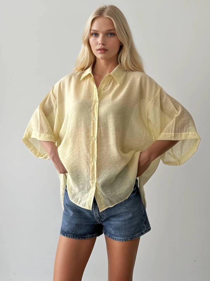 Oversized Cotton Shirts- Elbow length for wholesale by Anaz