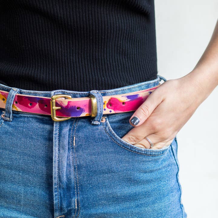 Hand Painted Leather Belt for wholesale by Tori Lo Designs