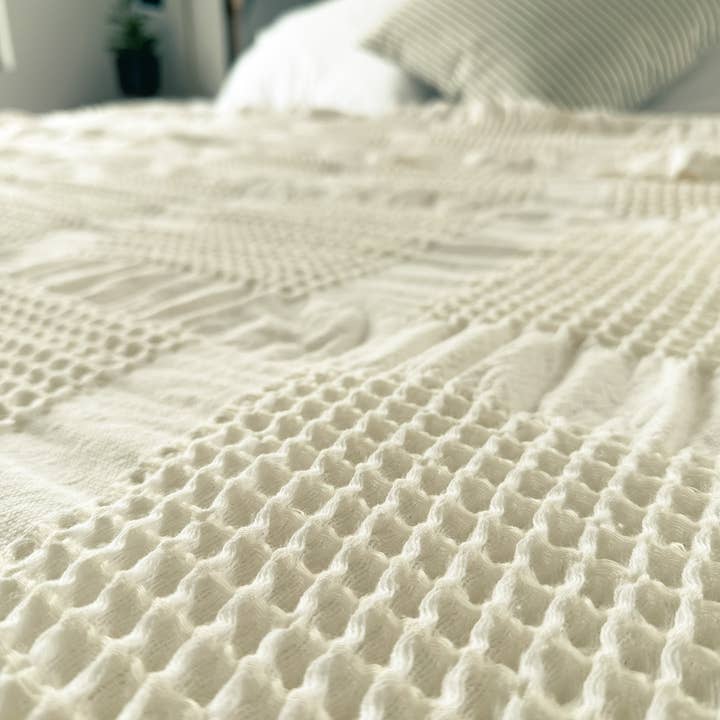 My Kitchen Linens - Wholesale Bedding Blanket - Waffle Blanket Gray / Oversized Bed Blanket Throw