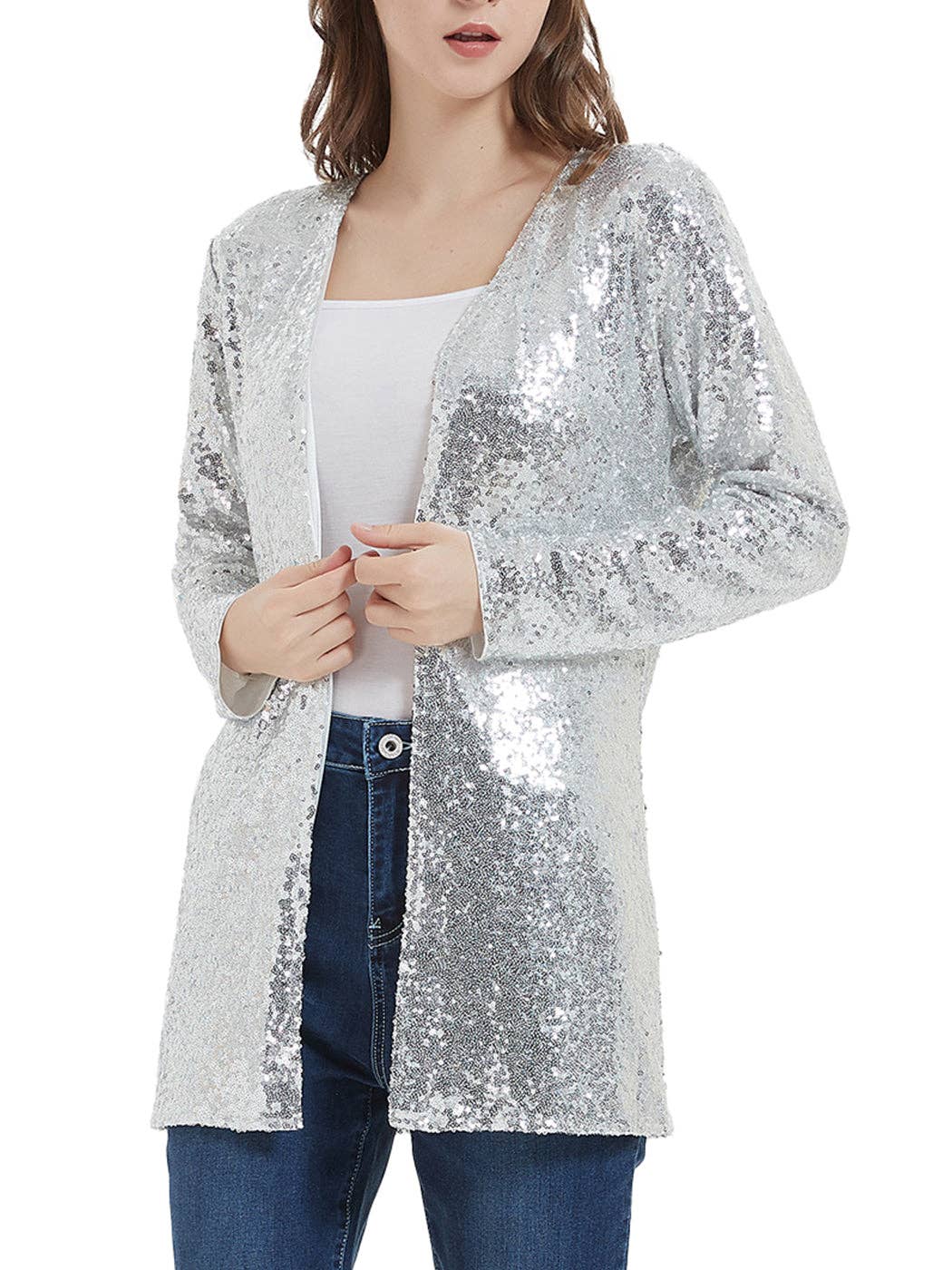 Anna Kaci Wholesale – wholesale Jacket – Women's – Women's Sequin Jacket Open Front Coat Blazer Party Cocktail22