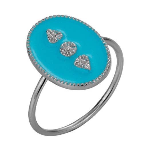 Ring silver - turquoise enamel - rhodium-plated silver - 10 for wholesale by Buganto