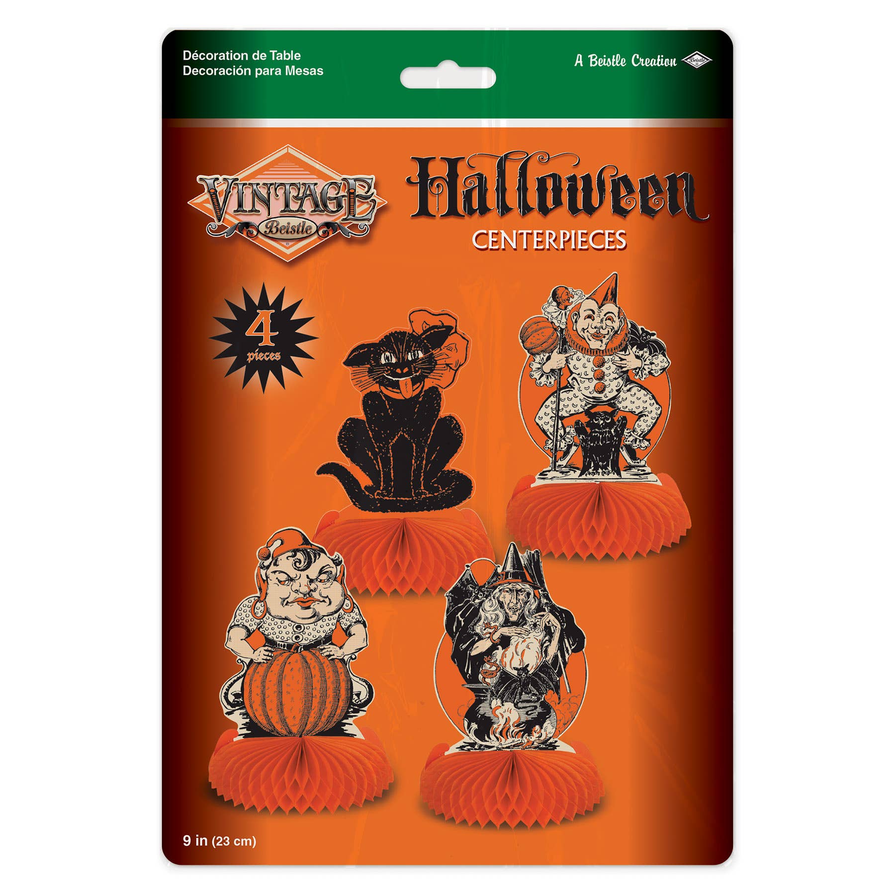 Beistle - Wholesale Decal - Party Decorations - Vintage Halloween Centerpieces, 9", Pack of 45