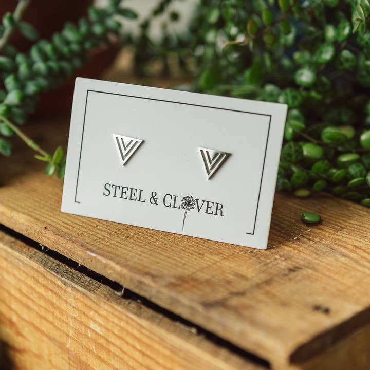 Steel & Clover - Wholesale Stud/Post Earrings - Pinnacle Triangle Stud Earrings