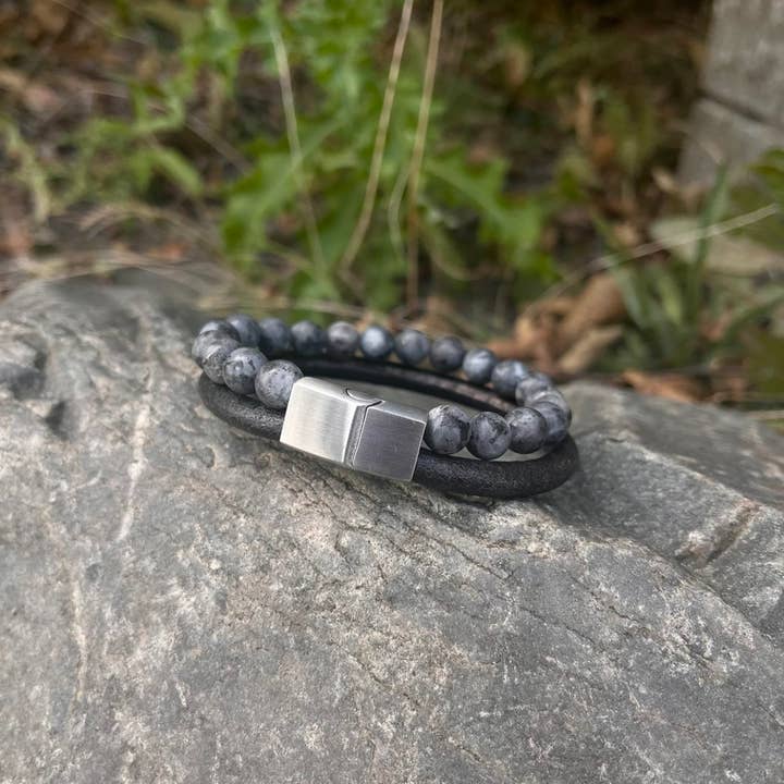 Combination Gemstone and Leather Bracelet - Style 149 for wholesale by Sun Enterprises B.V.