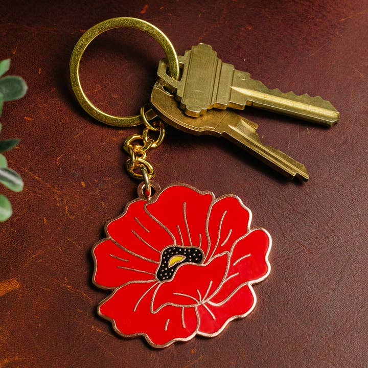 Arlo Goods - Wholesale Keychain - Women's - Red Poppy Enamel Keychain