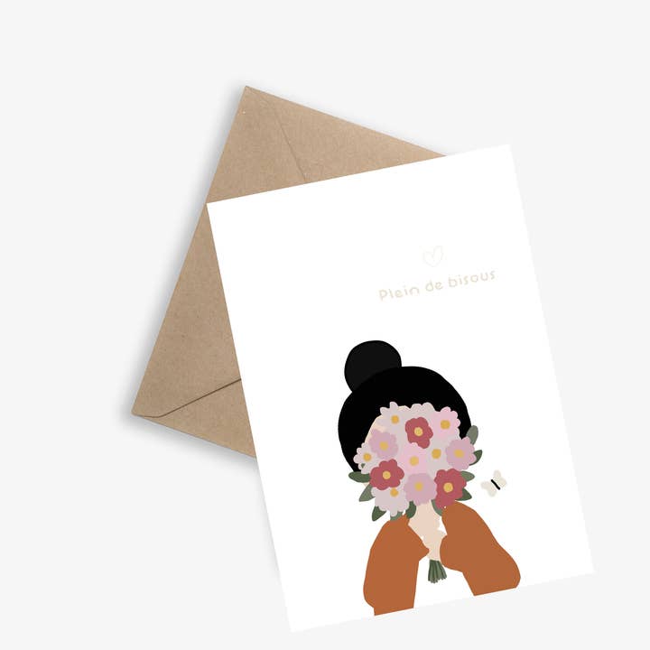 Full of kisses (full of kisses) - Simple card for wholesale by LE PAPIER GRAPHIQUE
