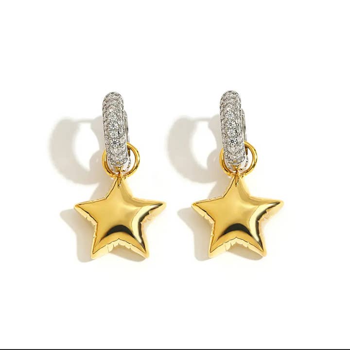 Savvy Bling - Wholesale Hoop Earrings - Star Balloon CZ Hoop Earrings