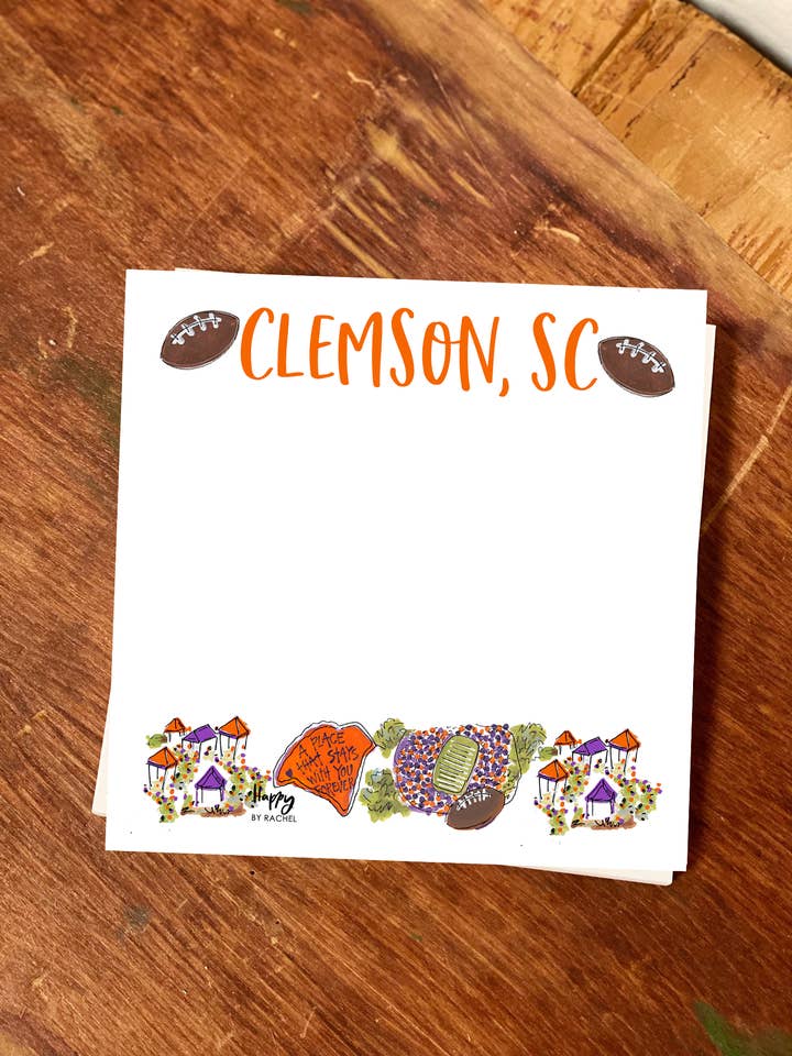Clemson, SC Chunky Notepad-Stationery Writing Pad-100 Pages for wholesale by Happy By Rachel, LLC