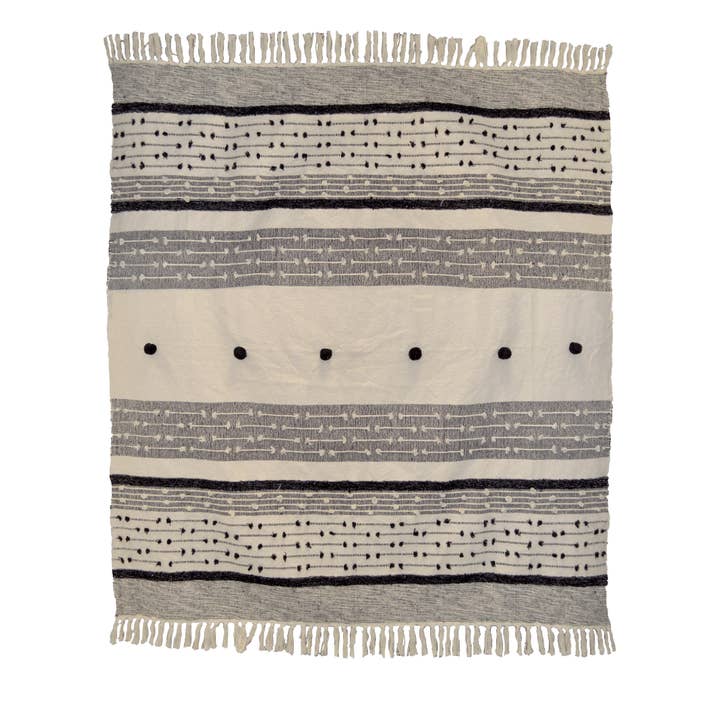 Allure Bath Fashions – Engroshandel Tæppe – Nina Bobble Boho Plaid - Skandi Monokrom Tekstureret Tæppe
