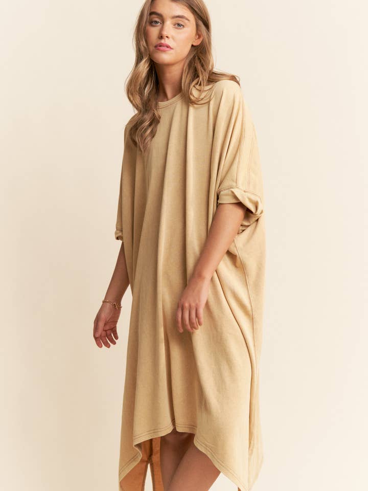 Abito Tunica in French Terry Lavato Minerale S-L/1X-3X per la vendita all'ingrosso da parte di J.NNA