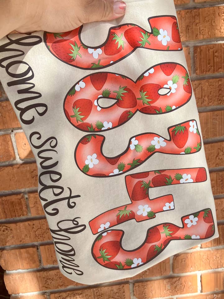 on the Bayou - Wholesale Screen Printed T-Shirt - Women's - Fruits of summer Strawberry custom zip code t-shirt3