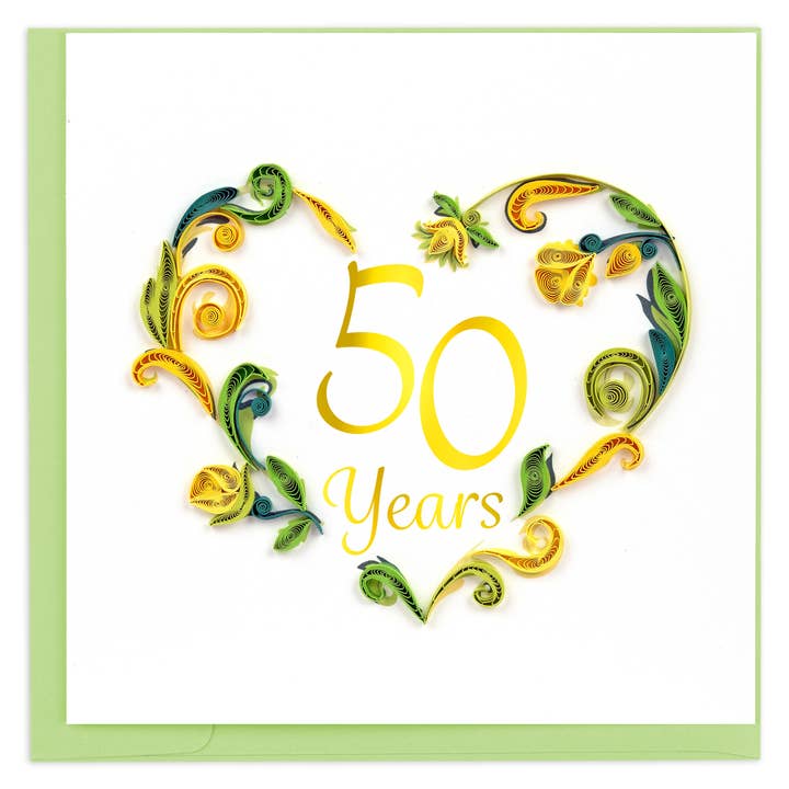 Quilling Card - Wholesale Anniversary Card - Quilled 50th Wedding Anniversary Card