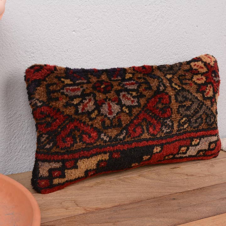 Funda de cojín de sofá kilim turco 8x16 roja lumbar para venta al por mayor de Kilim Pillow Decors