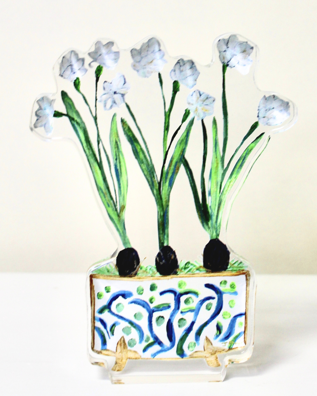 Jeanne Player Fine Art - Wholesale Decorative Tabletop Object - Paperwhites Acrylic Art Block2