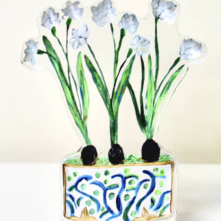 Jeanne Player Fine Art - Wholesale Decorative Tabletop Object - Paperwhites Acrylic Art Block2