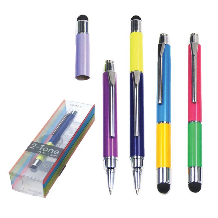 Xonex - Wholesale Pen - 2-Tone Stylus + Pen Aqua/Orange