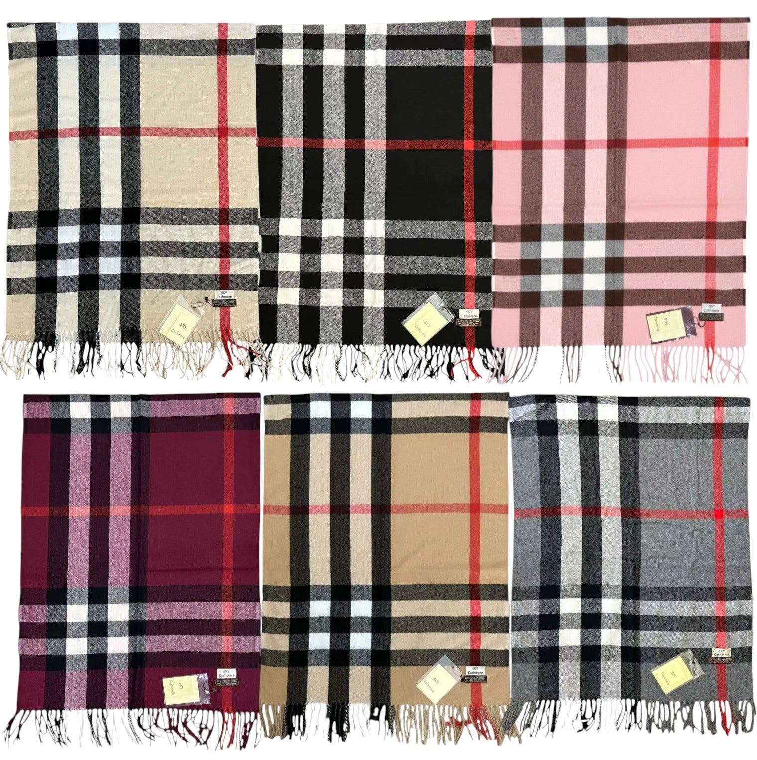 TAPA fashion – wholesale Halsduk - Dam – Kashmirliknande rutmönstrade halsdukar SCF1101 (12 st)1