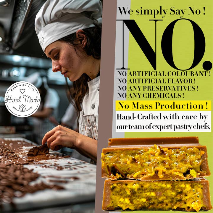 Swisense - Wholesale Chocolate Bar - Premium Dubai Kunafa Pistachio Chocolate Bar -2oz- Fresh6