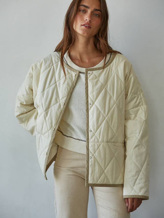 L8546 | Woven Cotton Quilted Padded Buttondown Jacket for wholesale by By Together