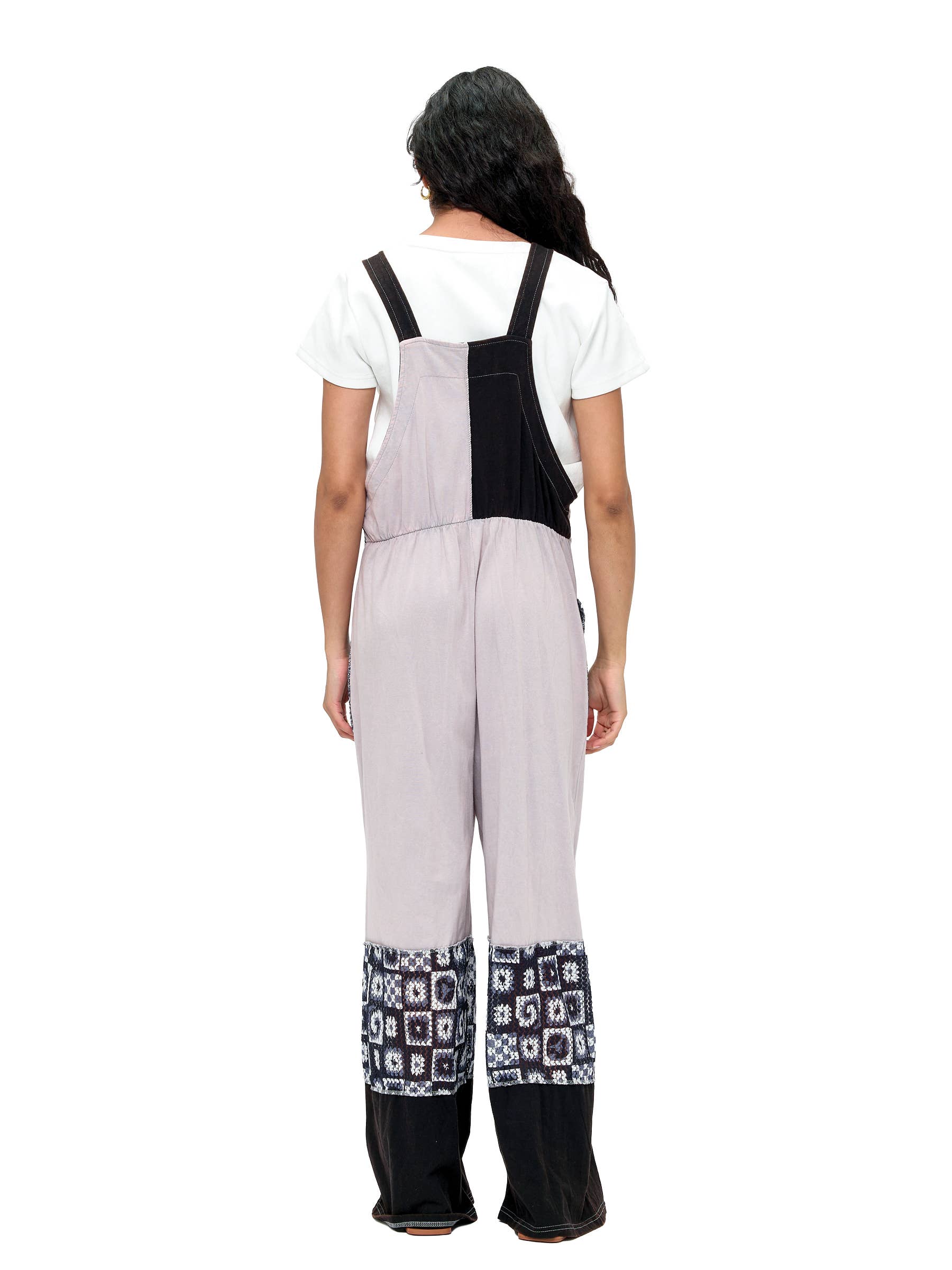 Yak & Yeti - Vendita all'ingrosso Salopette - Donna - Complessivo Boho a Blocchi di Colore con Applicazione in Pizzo3