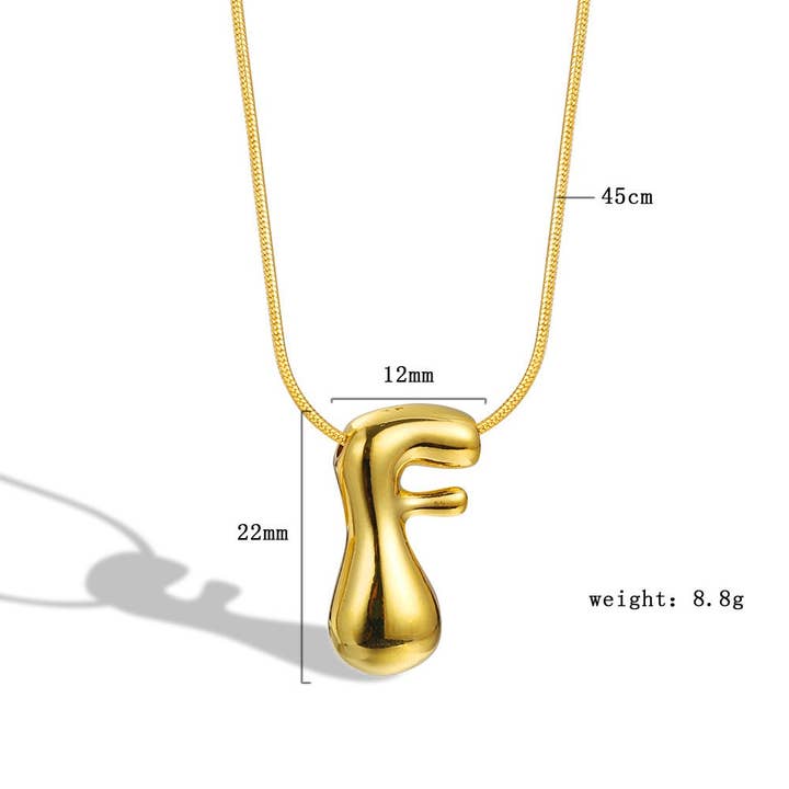 The Classy Cloth WS - Wholesale Pendant/Charm Necklace - Bubble Letter Initial Necklace - Gold RTS5