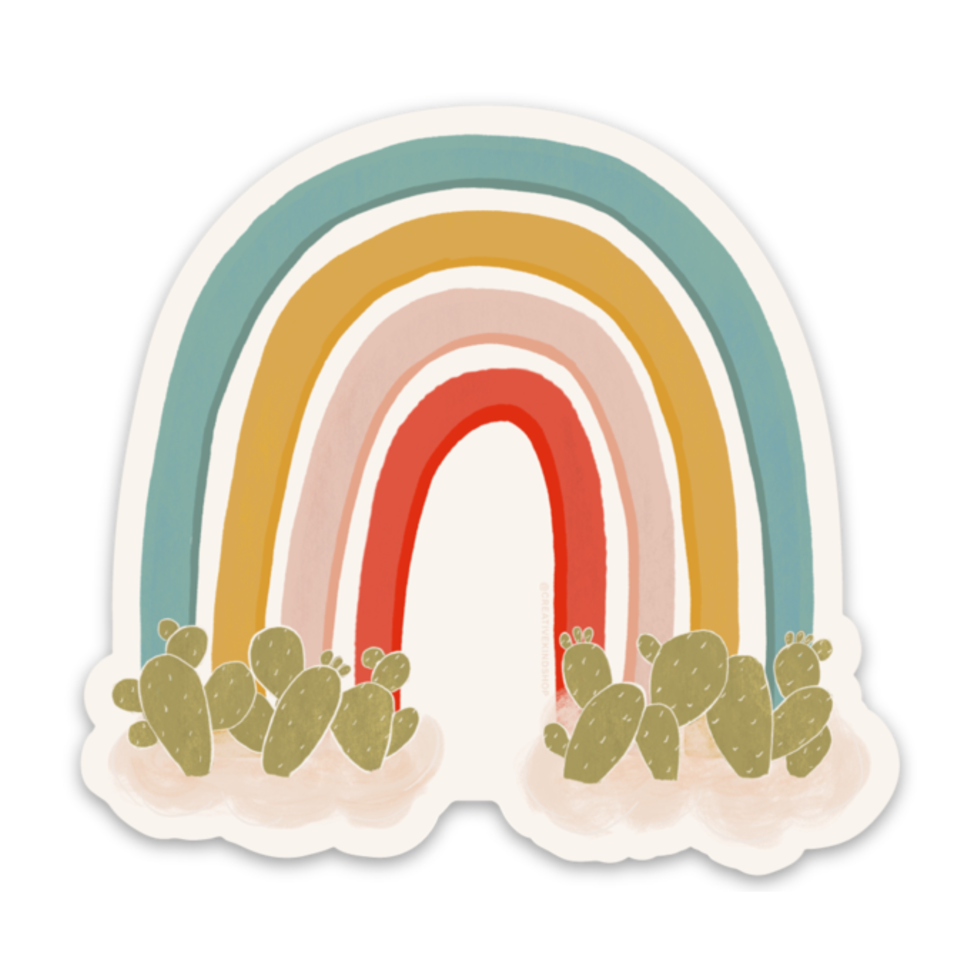 Creative Kind – Adesivo por atacado – Autocolante Único de Cacto – Autocolante Vinil Arco-íris de Figueira-da-Índia0