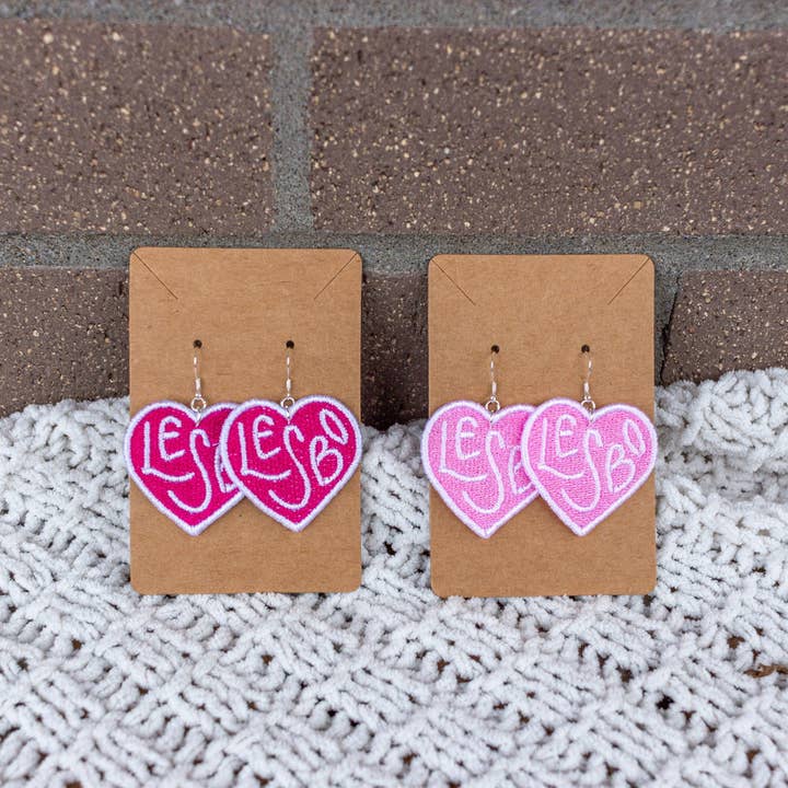 Lesbo Heart Earrings for wholesale by Unravel Creative