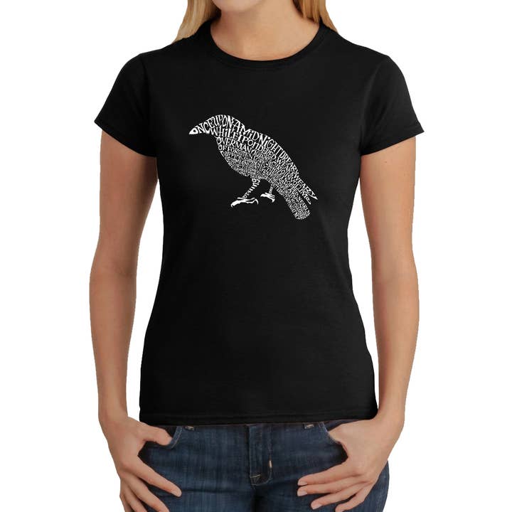 LA Pop Art Women's Word Art T-Shirt - Poe's The Raven for wholesale by LA Pop Art