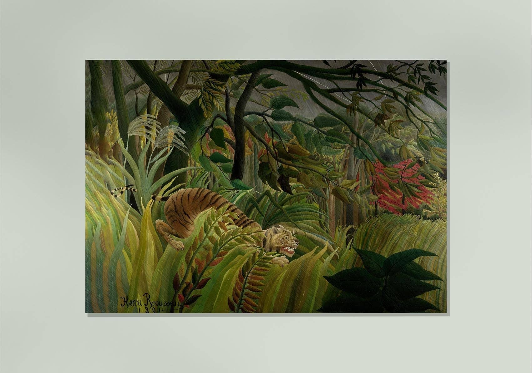 Rock Paper Scissors Wall Art - Vente Affiche d'art - Impression d'art Tigre dans une tempête tropicale par Rousseau1