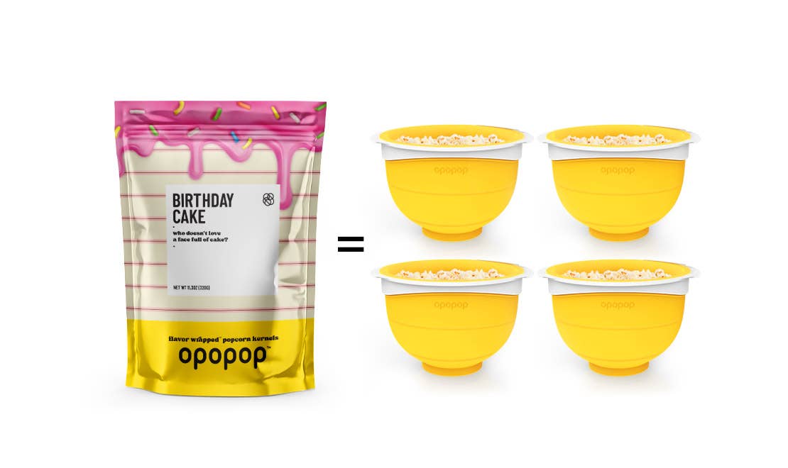 Opopop, Inc. - Wholesale Popcorn Kernels - Birthday Cake 320g Big Bags Popcorn Kernels Restock1
