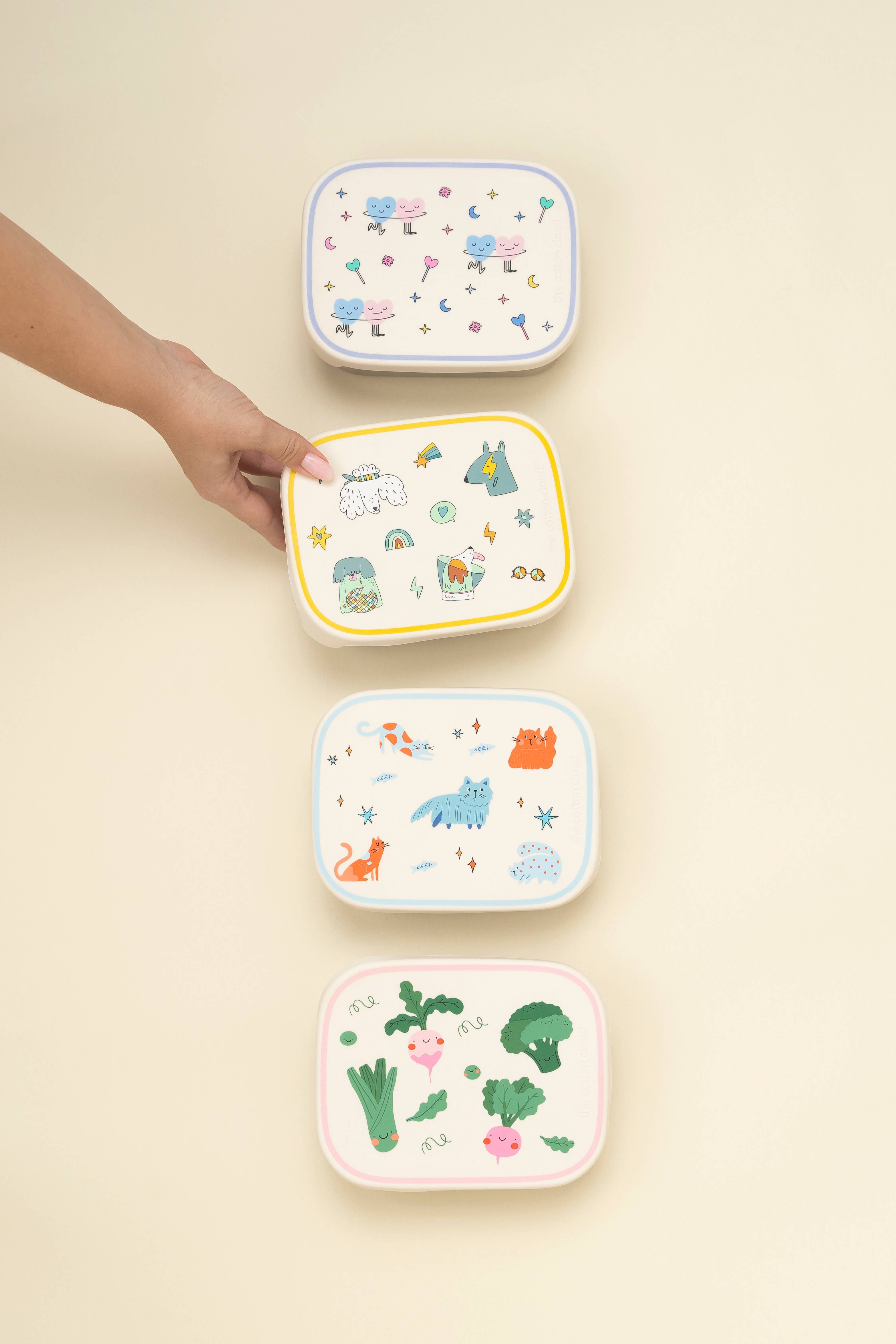 the cotton cloud - Wholesale Lunch Bag/Box - Kids - STAINLESS STEEL LUNCHBOX with compartments Funky Dogs11