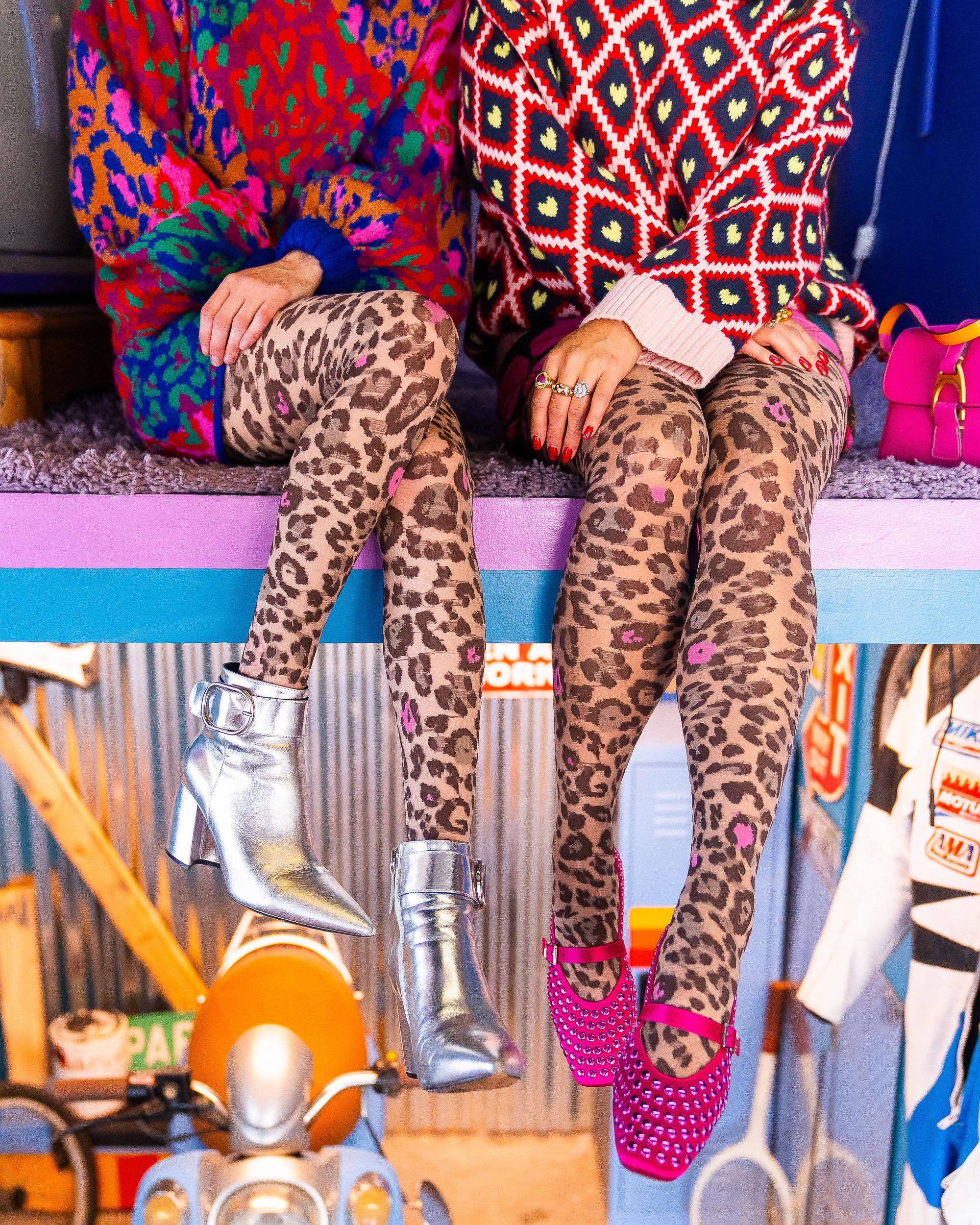 Sock Candy – Collants - Mulher por atacado – Collants Transparentes com Estampa de Leopardo Rosa Pop4