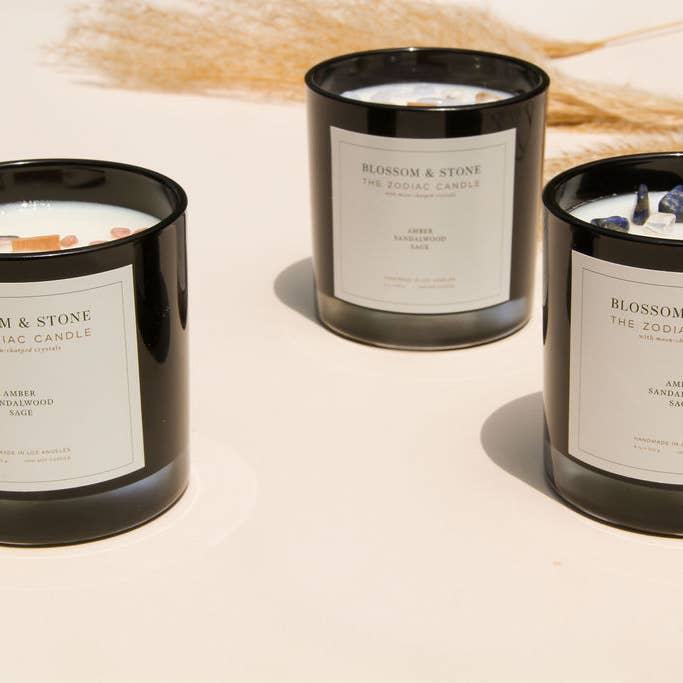 The Zodiac Crystal Candles Collection for wholesale by Blossom & Stone