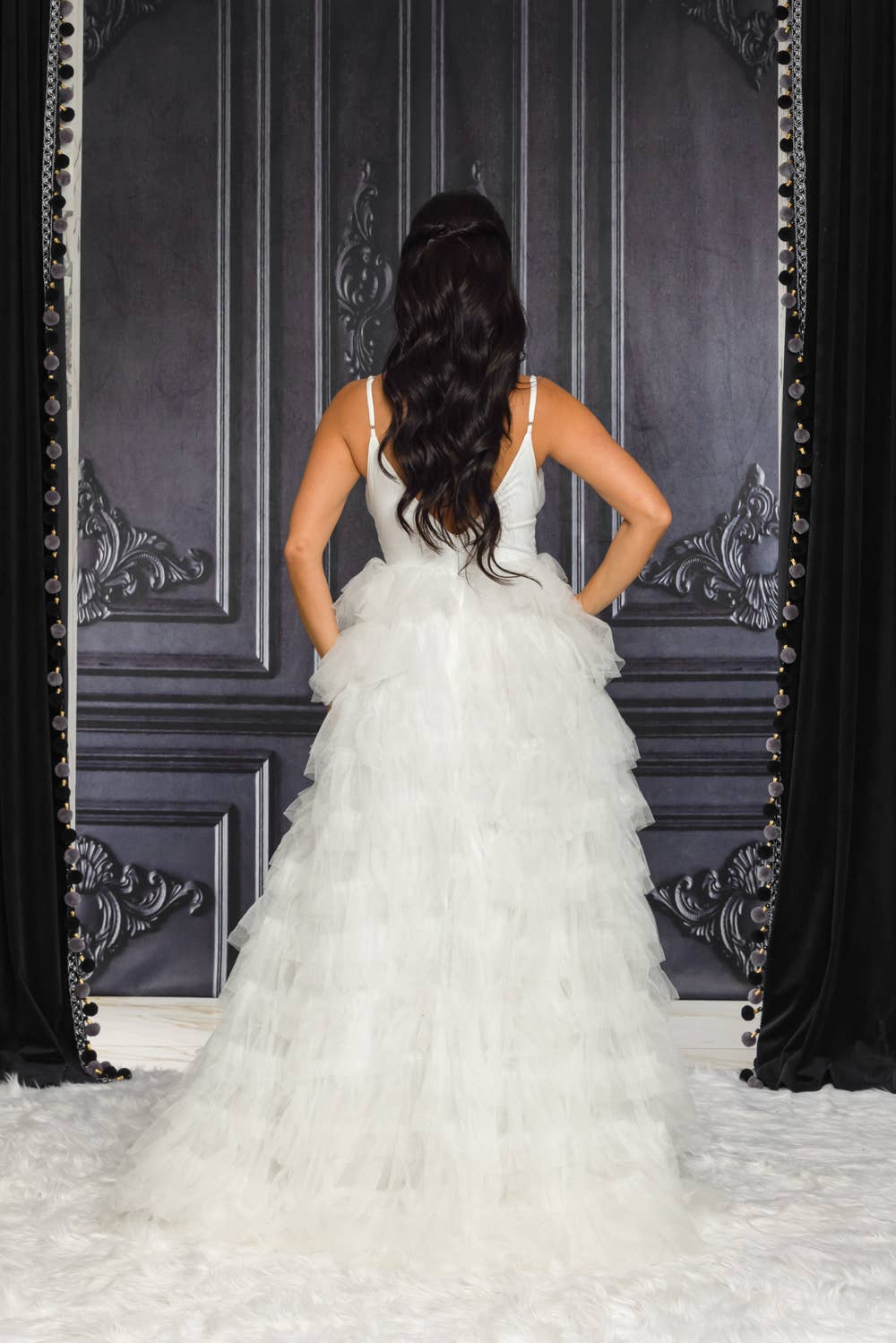 RICARICA INC. – wholesale Gown – Women's – 9486-SOLID COLOR TULLE MAXI DRESS WITH RUFFLED SKIRT7