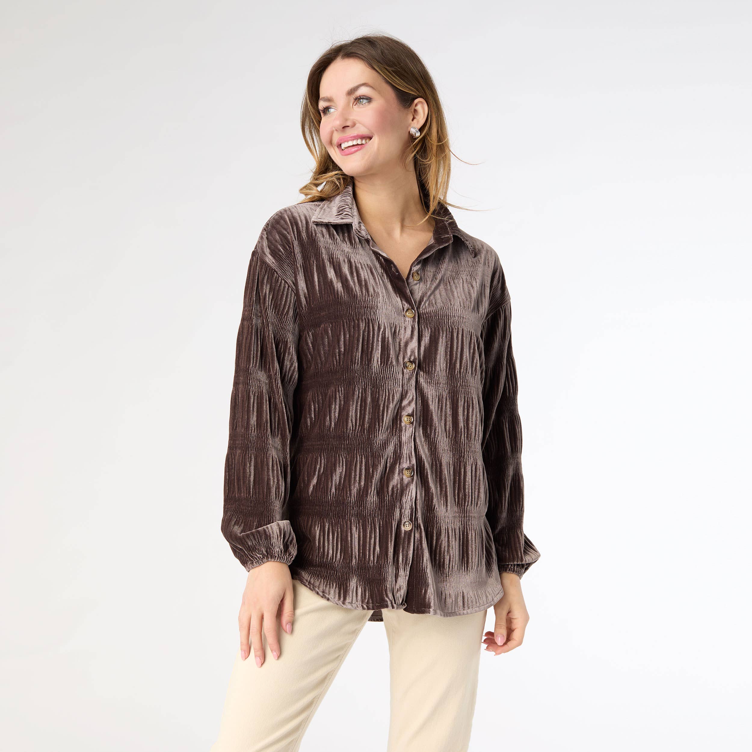 COCO + CARMEN - Wholesale Shirt - Women's - Candus Pleated Velour Top5