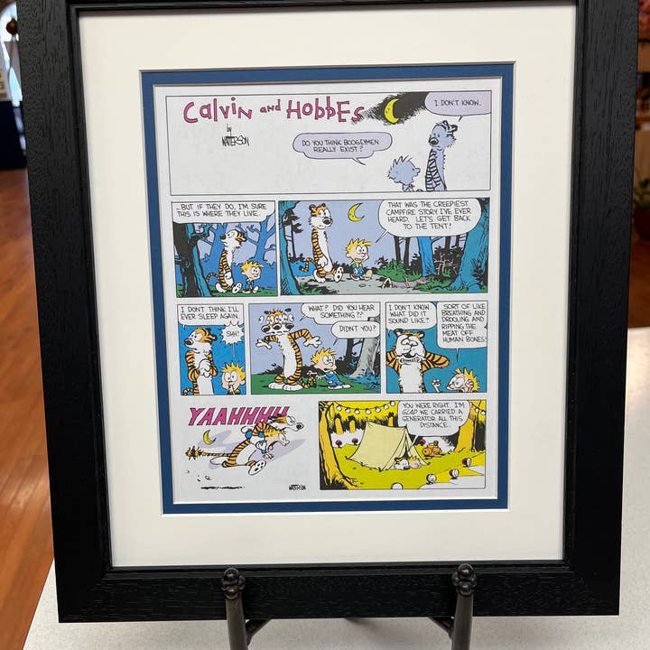 Framed Calvin and Hobbes Comic Camping for wholesale by Frame Up