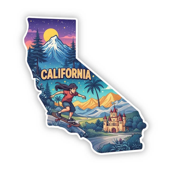 California Skateboard Sticker | State Vinyl Decal for wholesale by PiggyPrintStickers