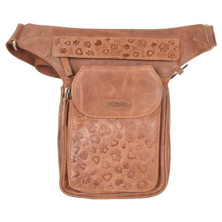 NJ-25 Hannover Leather Jacket Tan With Paws&Hearts for wholesale by Nijens