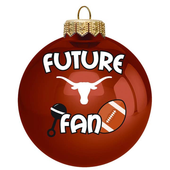 4" Future Fan Glass Ball Ornament, Texas Longhorns for wholesale by The Memory Company