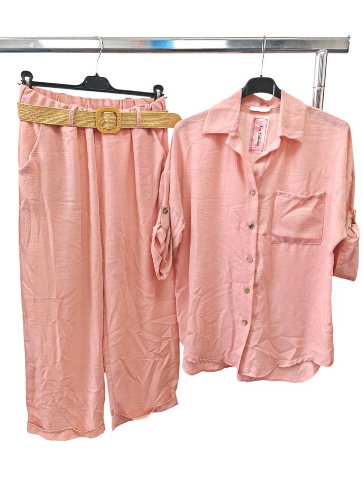 Superbia - Wholesale Top & Pant Set (NOT Loungewear) - Women's - Italian One Size Full Button Casual Set of 2 Shirt and Pant