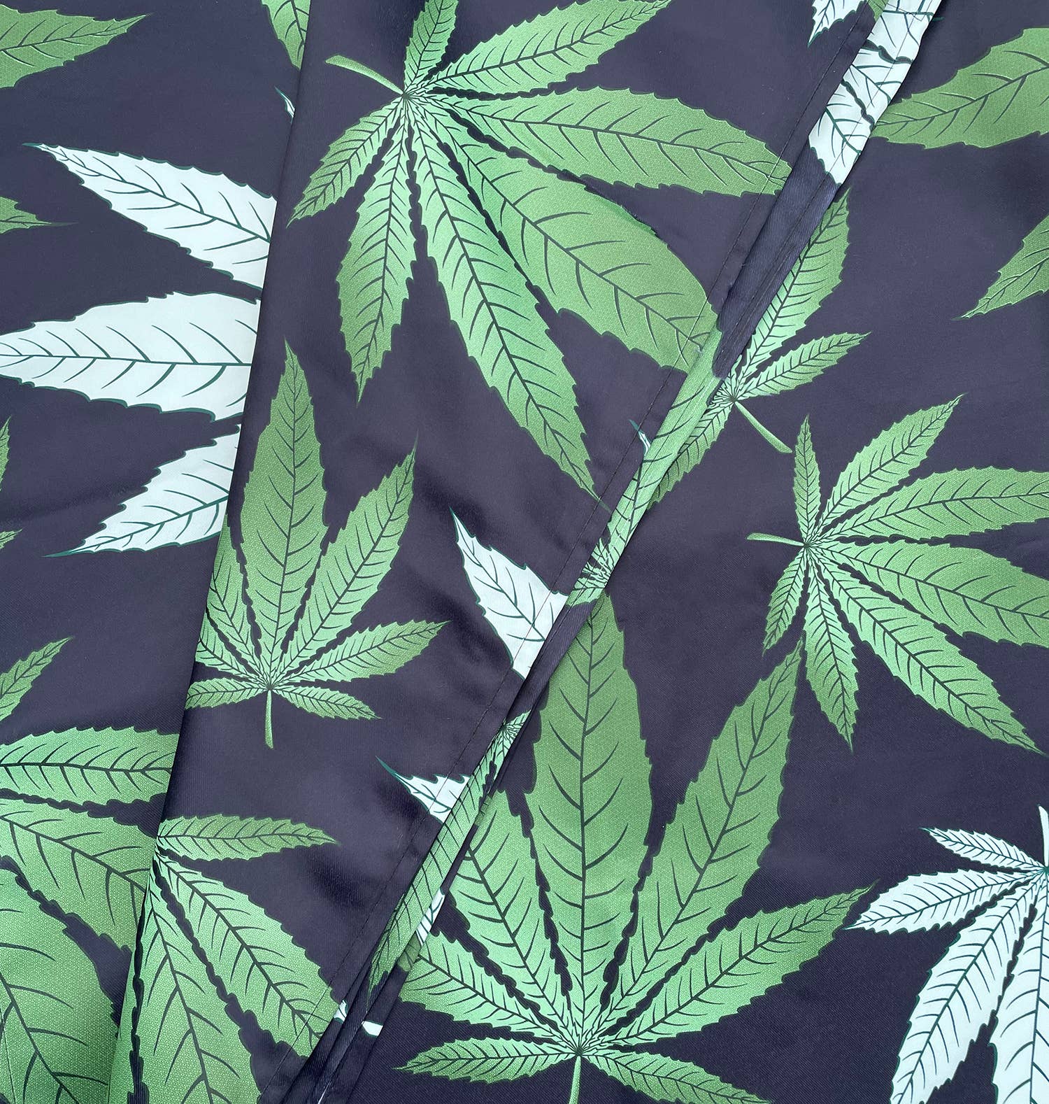 home mart goods – wholesale Curtain – Blackout Grommet Window Curtain Set Black Green Leaf6