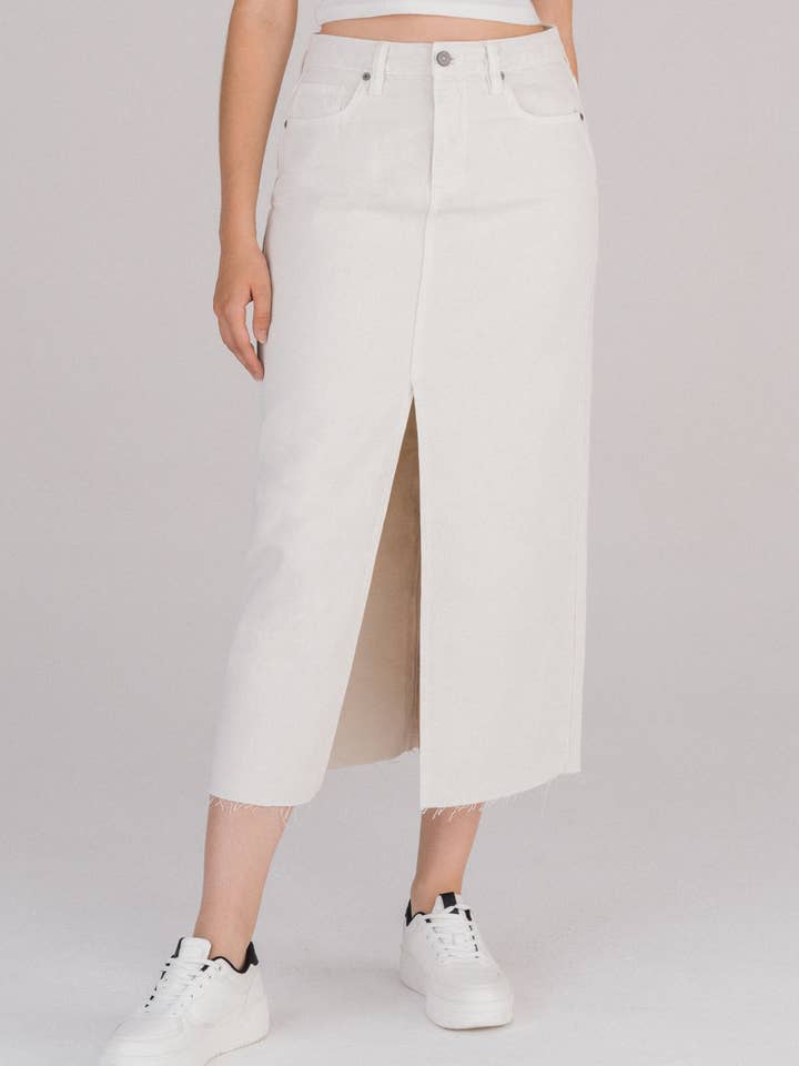 Sea Salt Front Slit Midi Skirt for wholesale by Hidden Jeans