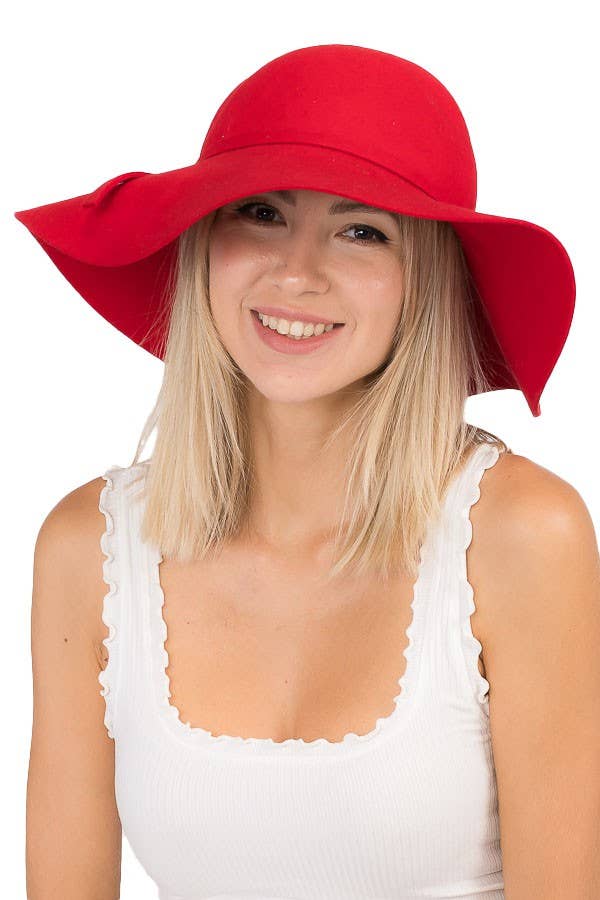 Cap Zone - Wholesale Fedora - Women's - Floppy Sun Hat with Bowknot Wide Brim Felt Hat13